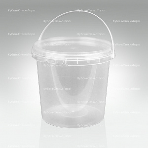 Ведро 1 л прозрачное с крышкой (МП) пластик оптом и по оптовым ценам в Севастополе