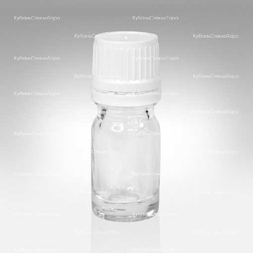 Флакон для капель 0,005 л (18) прозрачное стекло с белой винтовой крышкой КПВ оптом и по оптовым ценам в Севастополе