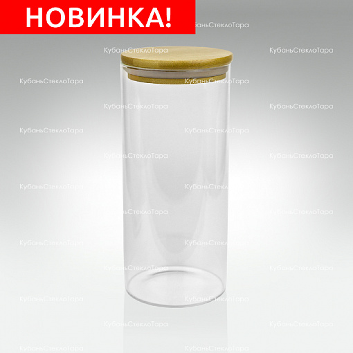 Банка 1,2 л стеклянная с бамбуковой крышкой оптом и по оптовым ценам в Севастополе