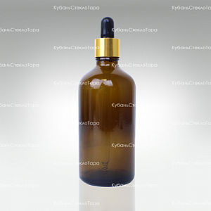 Флакон 0,100 ТВИСТ (18) коричневое стекло с золотой пипеткой оптом и по оптовым ценам в Севастополе