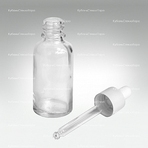 Флакон для капель 0,030 л (18) прозрачное стекло с белой матовой пипеткой оптом и по оптовым ценам в Севастополе