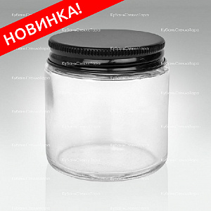 0,100 ТВИСТ прозрачная банка стеклянная с черной алюминиевой крышкой оптом и по оптовым ценам в Севастополе